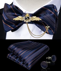 New Arrival Bow Ties For Men Bowties Cufflinks Handkerchief Set For Party Wedding Suit Accessories Man Tie Golden Brooch
