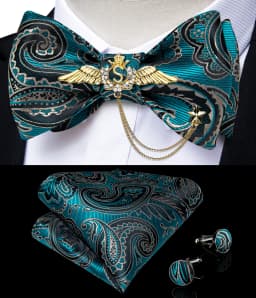 New Arrival Bow Ties For Men Bowties Cufflinks Handkerchief Set For Party Wedding Suit Accessories Man Tie Golden Brooch