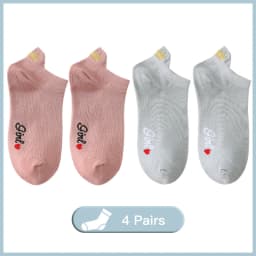 4 Pairs Funny Cute Embroidery Socks Women Cotton Ankle Short White Crown Kawaii Socks Set Candy Colors for Couples Ladies Gift