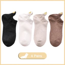 4 Pairs Funny Cute Embroidery Socks Women Cotton Ankle Short White Crown Kawaii Socks Set Candy Colors for Couples Ladies Gift