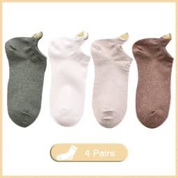 4 Pairs Funny Cute Embroidery Socks Women Cotton Ankle Short White Crown Kawaii Socks Set Candy Colors for Couples Ladies Gift