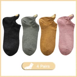 4 Pairs Funny Cute Embroidery Socks Women Cotton Ankle Short White Crown Kawaii Socks Set Candy Colors for Couples Ladies Gift