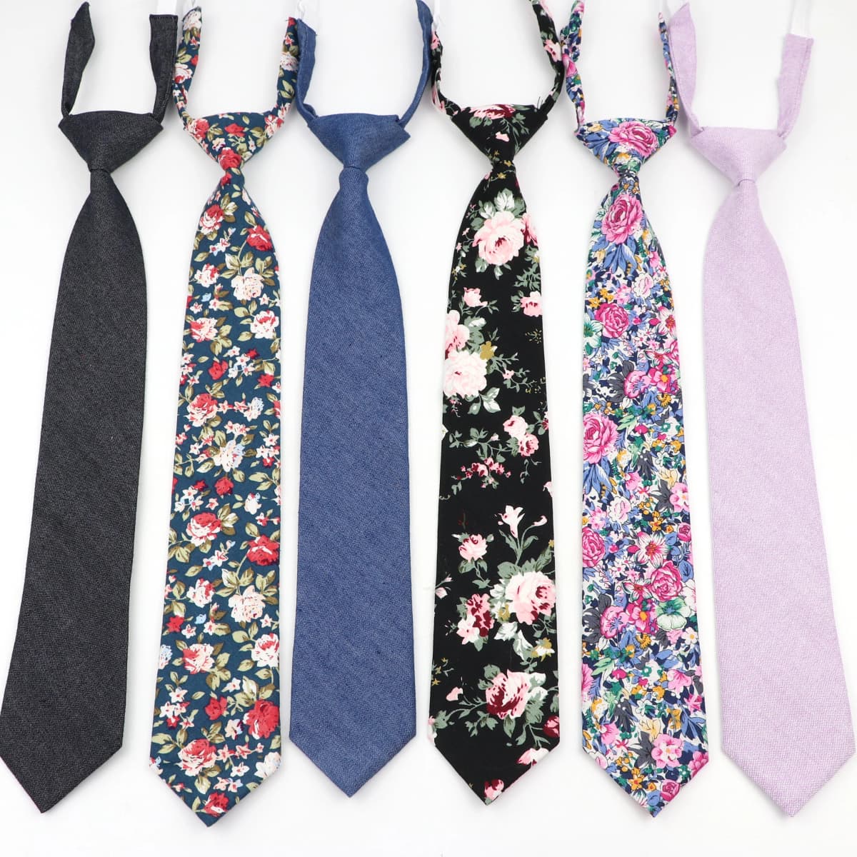 Boys Girls Skinny Ties Casual Floral Solid Color Cotton Small Tie Slim Lazy person Student Tie For Wedding Party Schhol Cravat