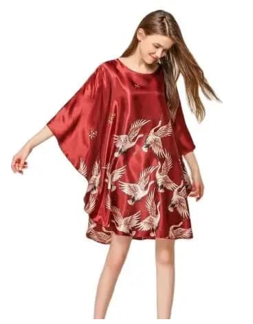 Summer New Chinese Style Satin Robe Dress Women's Sexy Loose Nightgown Sleepwear Vintage Kaftan Bathrobe Gown Plus Size