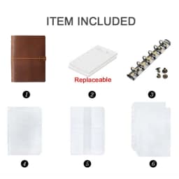 AIGUONIU Vintage Rings Binder Notebook A7 Size Daily Planner Journal Sketchbook For Drawing Stationery