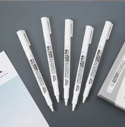 1/5pcs White Permanent Paint Pen Fine Head White Marker 1mm Quick-Drying Oil Waterproof Graffiti Pens Tire Fabric Wood Painting