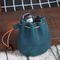 AIGUONIU Original Handmade Genuine Leather Unisex Coin Purse Cow Leather Coins Money Pocket Retro Wallet Drawstring Storage Bag