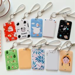 1Pc Women Men Business Card Holder Cartoon Cute Retractable Credit Card Holders Bank ID Holders Badge Child Bus Card Cover Case