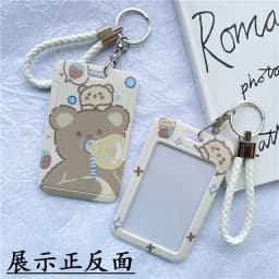1Pc Women Men Business Card Holder Cartoon Cute Retractable Credit Card Holders Bank ID Holders Badge Child Bus Card Cover Case