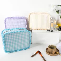 Ruffle Cosmetic Bag Travel Makeup Nylon Pouch For Women Girls Large Toiletry Multifunction Organizer Storage Zipper Waterproof