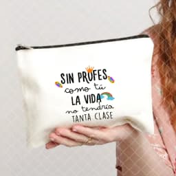 Spanish Printed Teacher Life Makeup Pouch Pencil Case School Stationery Supplies Storage Bags Travel Makeup Wash Organizer Gifts