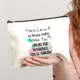 Spanish Printed Teacher Life Makeup Pouch Pencil Case School Stationery Supplies Storage Bags Travel Makeup Wash Organizer Gifts