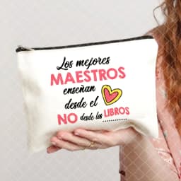 Spanish Printed Teacher Life Makeup Pouch Pencil Case School Stationery Supplies Storage Bags Travel Makeup Wash Organizer Gifts