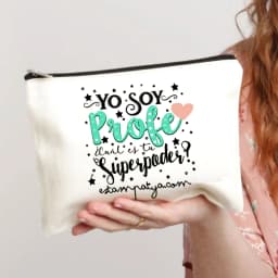 Spanish Printed Teacher Life Makeup Pouch Pencil Case School Stationery Supplies Storage Bags Travel Makeup Wash Organizer Gifts