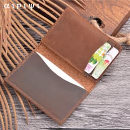 AIGUONIU Credit ID Card Holder Vintage Design Crazy Horse Leather Customized Business Men Women Wallet