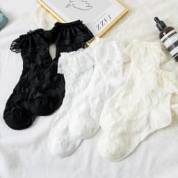 Woman Socks Lolita Style Black White Ruffle Socks Mesh Thin Lace Sweet Girls Japanese Fashion Lolita Cute Socks Calcetin Medias