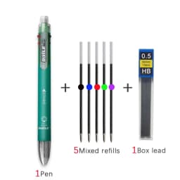 6 In 1 Multifunction Ballpoint Pen 5color Ballpoint Pen 0.5mm Automatic Pencil Top Rubber Student Writing School Office Supplies