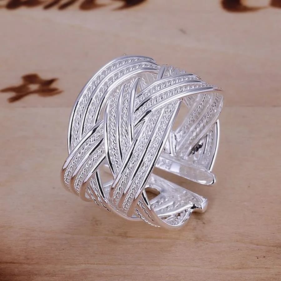 Wholesale jewelry 925 Sterling silver open ring engagement wedding Bridal fashion adjust size