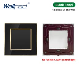 Wallpad Wall Black Acrylic Panel With Gold Border UK US Sockets And Switches 220V 1/2/3/4 Gang 1 2 3 Way Momentary Contact