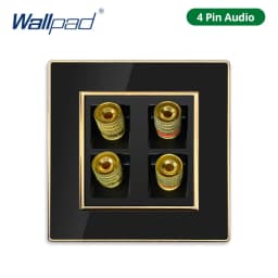 Wallpad Wall Black Acrylic Panel With Gold Border UK US Sockets And Switches 220V 1/2/3/4 Gang 1 2 3 Way Momentary Contact
