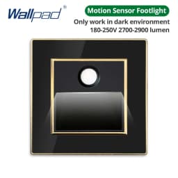 Wallpad Wall Black Acrylic Panel With Gold Border UK US Sockets And Switches 220V 1/2/3/4 Gang 1 2 3 Way Momentary Contact