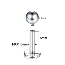 1PC ASTM-F136 Titanium Tragus Piercings Labret Stud Lip Rings Helix Piercing Ear Oreja Cartilage Earring 14G 16G Body Jewelry