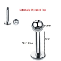 1PC ASTM-F136 Titanium Tragus Piercings Labret Stud Lip Rings Helix Piercing Ear Oreja Cartilage Earring 14G 16G Body Jewelry