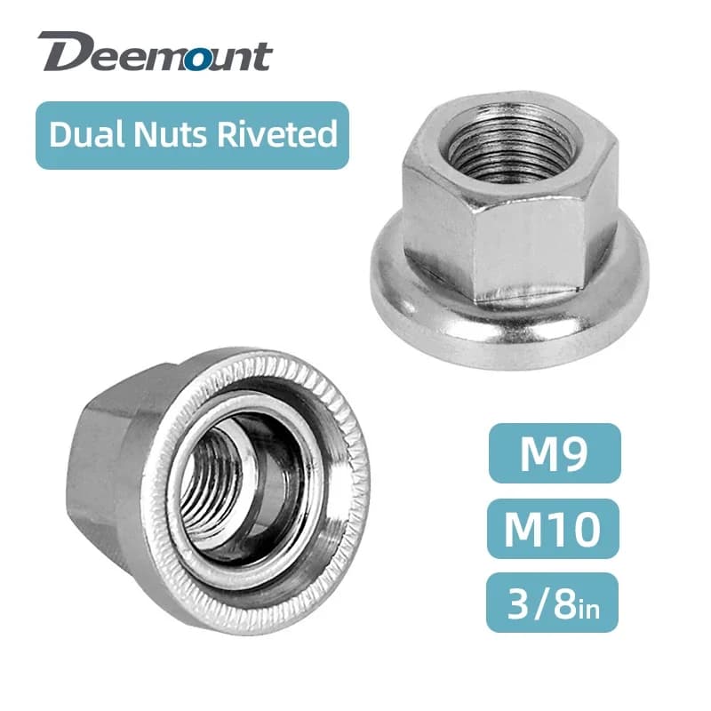 Dual Nuts Riveted for Fixed Gear Bicycle Front Rear Hub Fixing With Anti-skid Texture M9 M10 3/8 Inch Drum Axle Firm Mount