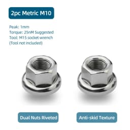 Dual Nuts Riveted for Fixed Gear Bicycle Front Rear Hub Fixing With Anti-skid Texture M9 M10 3/8 Inch Drum Axle Firm Mount