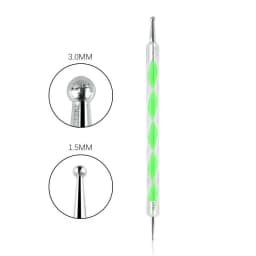 Professional Dual-Use Nail Art Dotting Pen Manicure Tool for Creative Design - Swirl Wood Marbleizing Steel Rhinestones