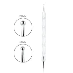 Professional Dual-Use Nail Art Dotting Pen Manicure Tool for Creative Design - Swirl Wood Marbleizing Steel Rhinestones