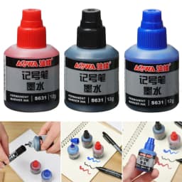 1Bottle 12ml Waterproof Instantly Dry Graffiti Paint Pen Oil Ink Refill Ink For Marker Pens Black Red and Blue