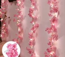 2M 20LEDs Cherry Blossom String Light Garland Artificial Flower Vines Fairy Lights for Bedroom Wedding Party Holiday Decoration
