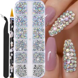 12grids Half Round Pearls Beads 3D Nail Charms 1.5/2/2.5/3/4/5mm White Flatback Pearls Nail Jewelry Nail Craft Pearl Rhinestones