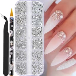 12grids Half Round Pearls Beads 3D Nail Charms 1.5/2/2.5/3/4/5mm White Flatback Pearls Nail Jewelry Nail Craft Pearl Rhinestones