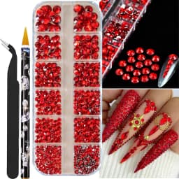 12grids Half Round Pearls Beads 3D Nail Charms 1.5/2/2.5/3/4/5mm White Flatback Pearls Nail Jewelry Nail Craft Pearl Rhinestones
