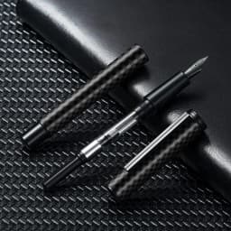Hongdian 1861 Carbon Fiber Fountain Pen EF/F/M/ Bent Nib, Classic Design Smooth Writing Pen for Business School Office