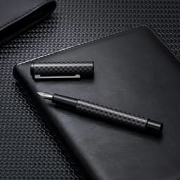 Hongdian 1861 Carbon Fiber Fountain Pen EF/F/M/ Bent Nib, Classic Design Smooth Writing Pen for Business School Office