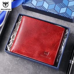 BULLCAPTAIN New Men's Leather Wallet RFID Function Fashion Business Multi-Card Men's Wallet Clip QB026