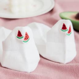 Casual Solid White Socks Women Embroidery Fruits Avocado Strawberry Watermelon Banana Short Socks Summer Harajuku Ankle Socks