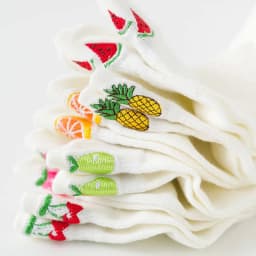 Casual Solid White Socks Women Embroidery Fruits Avocado Strawberry Watermelon Banana Short Socks Summer Harajuku Ankle Socks