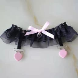 Leg ring pink lace love socks clip Lolita accessories