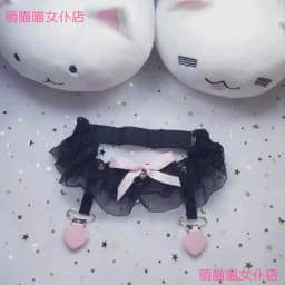 Leg ring pink lace love socks clip Lolita accessories