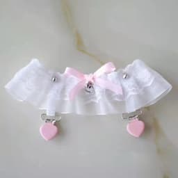 Leg ring pink lace love socks clip Lolita accessories