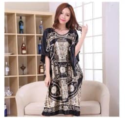 Plus Size Black Women's Summer Lounge Robe Lady New Sexy Home Dress Rayon Nightgown Large Loose Sleepwear Bathrobe Gown S002-B