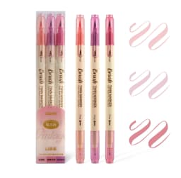 3pcs Retro Color Twin Marker Pens Set Brush Drawing Fine Liner Water Based Ink Blendable Watercolor Art Painting School A6133