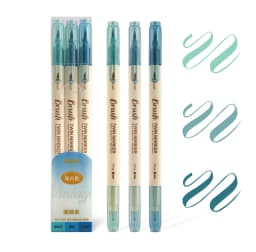 3pcs Retro Color Twin Marker Pens Set Brush Drawing Fine Liner Water Based Ink Blendable Watercolor Art Painting School A6133