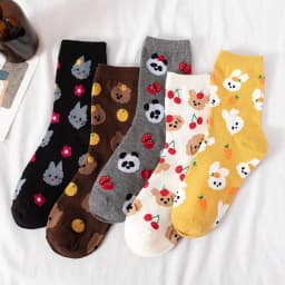 Kawaii Cartoon Bear Dog Animals Woman Socks Cotton Japanese Korean Style Spring Autumn Funny Socks Women 12801