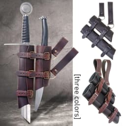 Medieval Double Sword Sheath Scabbard Leather Sword Waist Belt Vintage Dagger Frog Holder For Men Larp Knight Costume Accessory