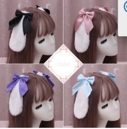 2pcs Japanese Rabbit Bunny Ears Headband Kawaii Anime Cosplay Bandana Halloween Party Costume Accessories